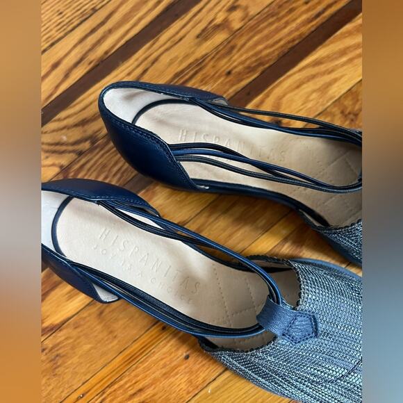 Hispanitas Anthropologie NWOB blue woven chunky wedge slip on sandal - Picture 4 of 9